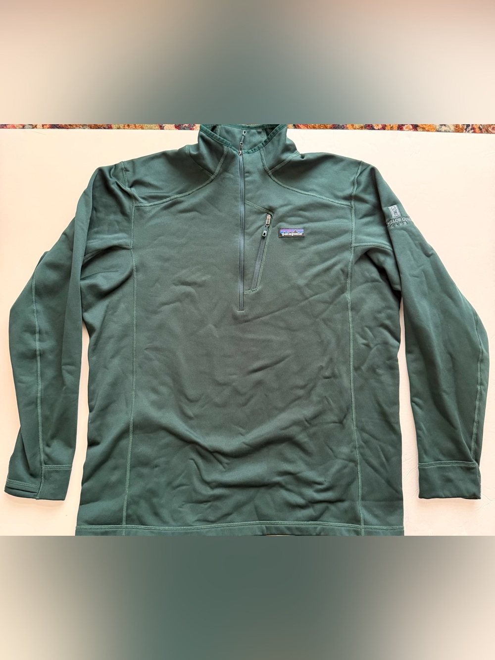 Patagonia R1 Men’s XL Green Quarter Zip Fleece Exclusive Bachelor Gulch Club
